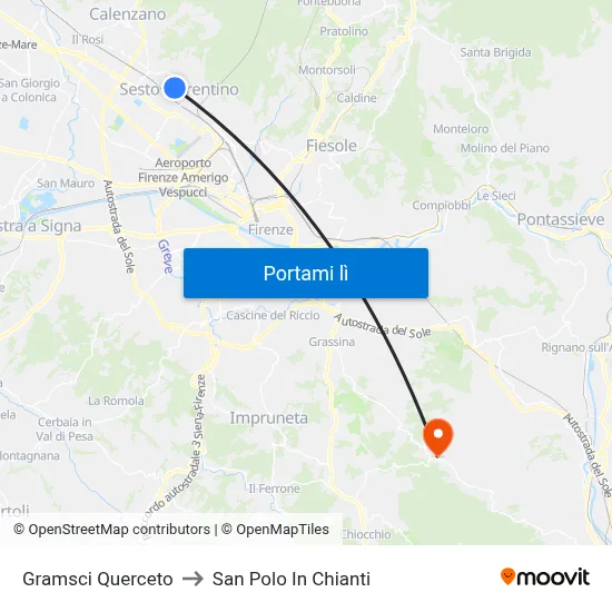 Gramsci Querceto to San Polo In Chianti map