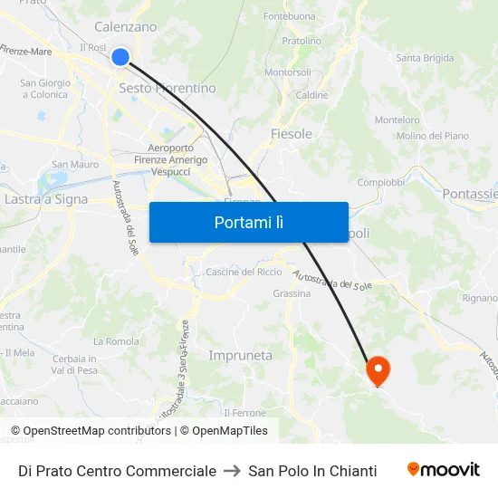 Di Prato Centro Commerciale to San Polo In Chianti map