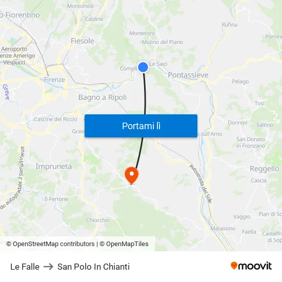 Le Falle to San Polo In Chianti map