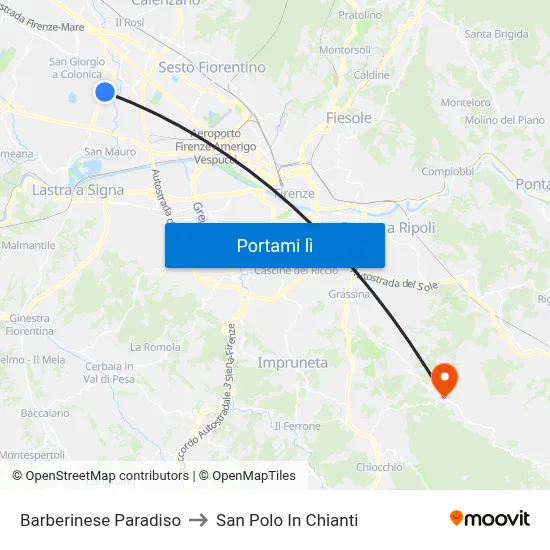 Barberinese Paradiso to San Polo In Chianti map