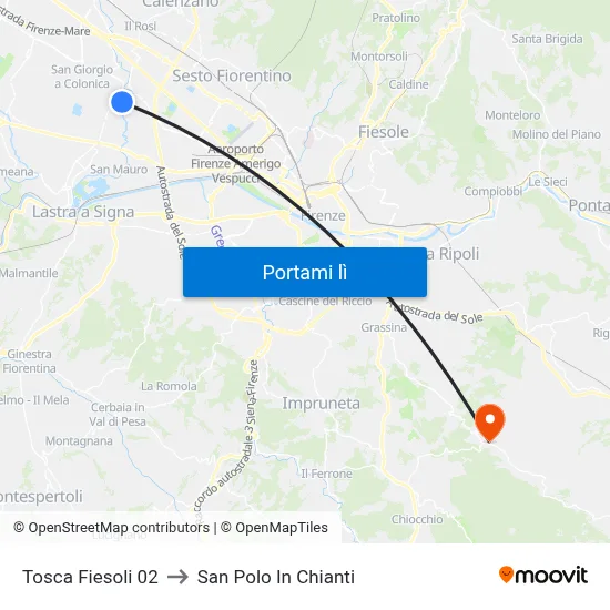 Tosca Fiesoli 02 to San Polo In Chianti map