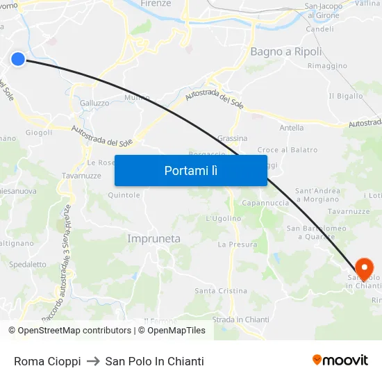 Roma Cioppi to San Polo In Chianti map