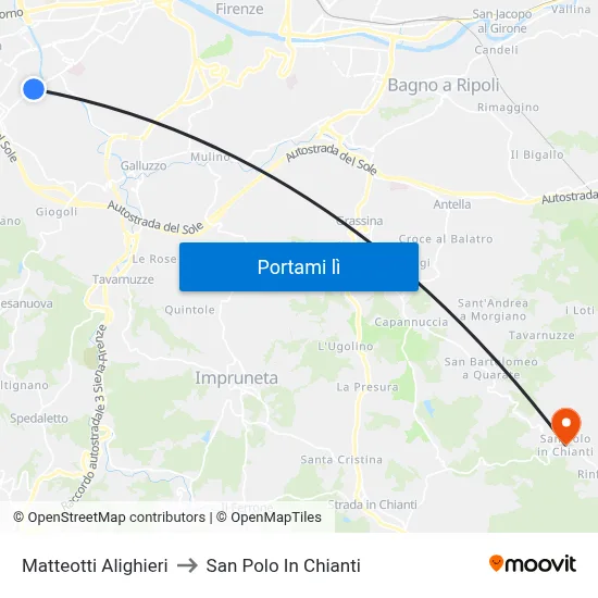 Matteotti Alighieri to San Polo In Chianti map