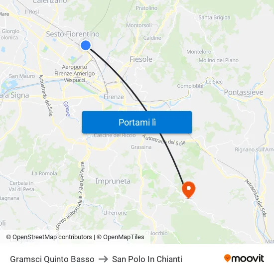 Gramsci Quinto Basso to San Polo In Chianti map