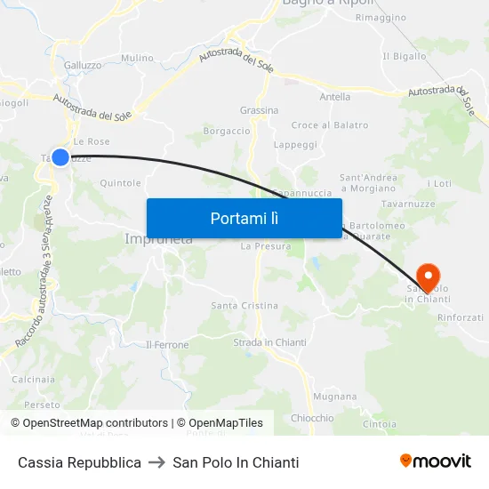 Cassia Repubblica to San Polo In Chianti map