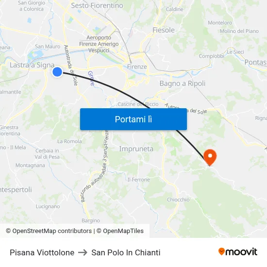 Pisana Viottolone to San Polo In Chianti map
