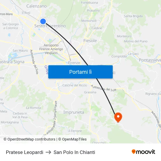 Pratese Leopardi to San Polo In Chianti map