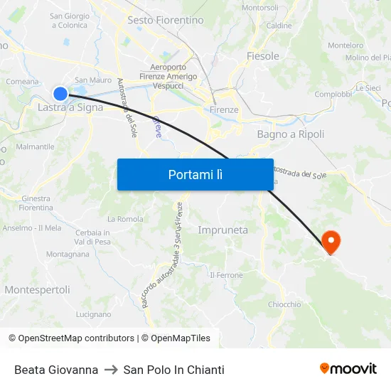 Beata Giovanna to San Polo In Chianti map