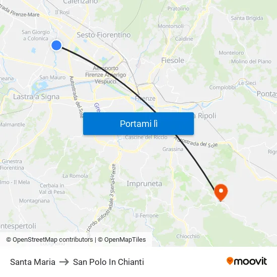 Santa Maria to San Polo In Chianti map
