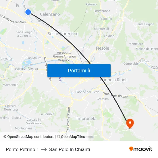 Ponte Petrino 1 to San Polo In Chianti map