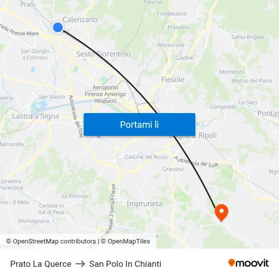 Prato La Querce to San Polo In Chianti map