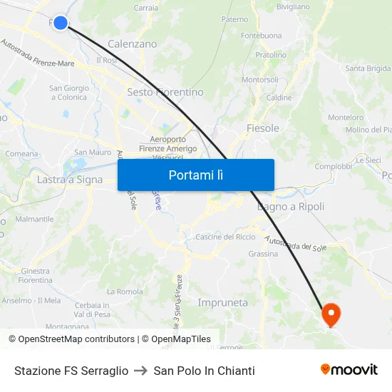 Stazione FS Serraglio to San Polo In Chianti map