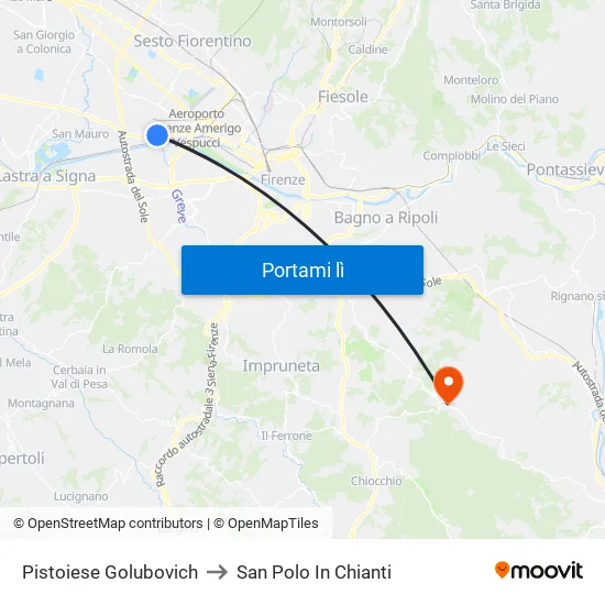 Pistoiese Golubovich to San Polo In Chianti map