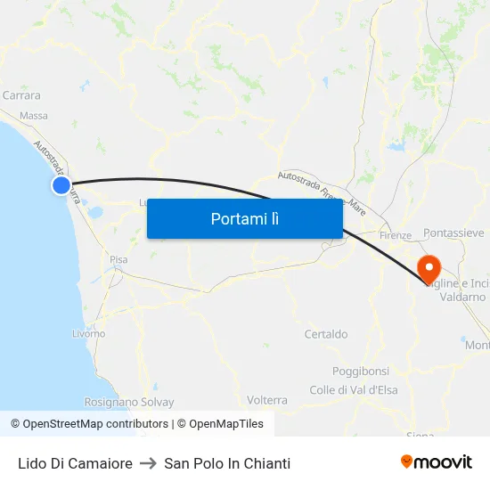 Lido Di Camaiore to San Polo In Chianti map