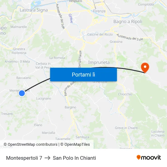 Montespertoli 7 to San Polo In Chianti map