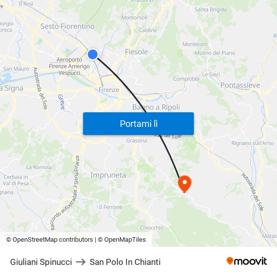 Giuliani Spinucci to San Polo In Chianti map