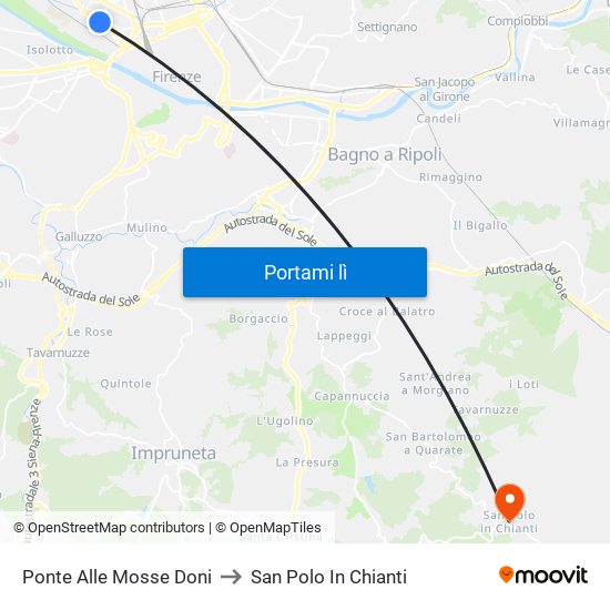 Ponte Alle Mosse Doni to San Polo In Chianti map