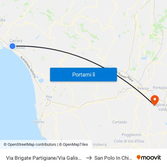 Via Brigate Partigiane/Via Galissano to San Polo In Chianti map