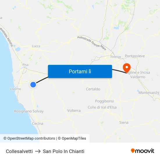 Collesalvetti to San Polo In Chianti map