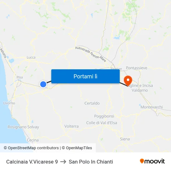 Calcinaia V.Vicarese 9 to San Polo In Chianti map