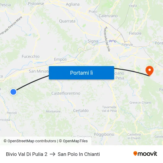 Bivio Val Di Pulia 2 to San Polo In Chianti map
