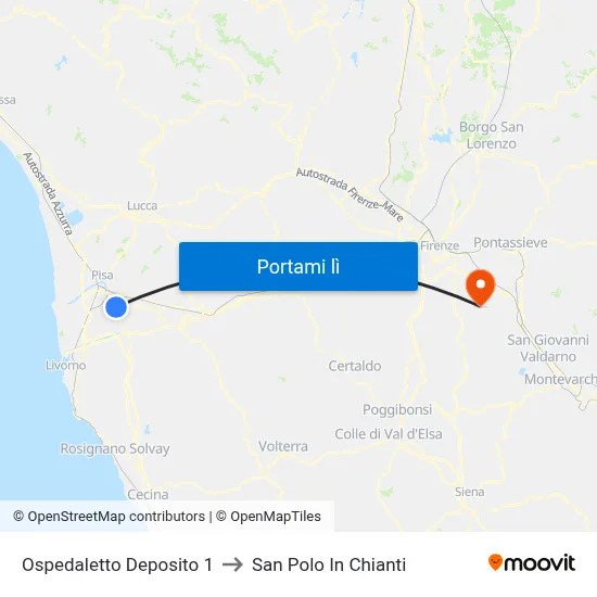 Ospedaletto Deposito 1 to San Polo In Chianti map