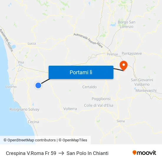 Crespina V.Roma Fr 59 to San Polo In Chianti map