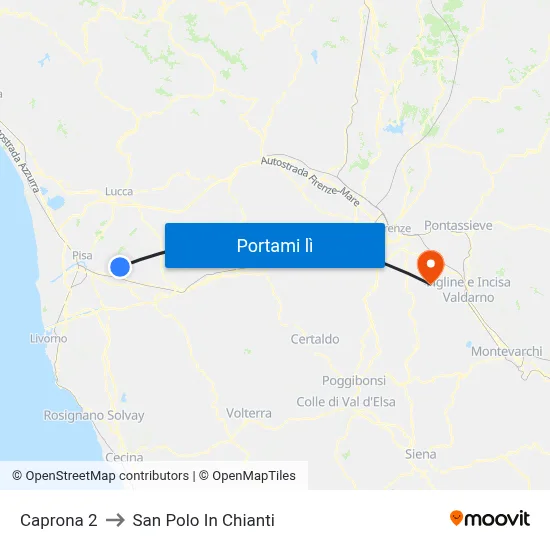Caprona 2 to San Polo In Chianti map