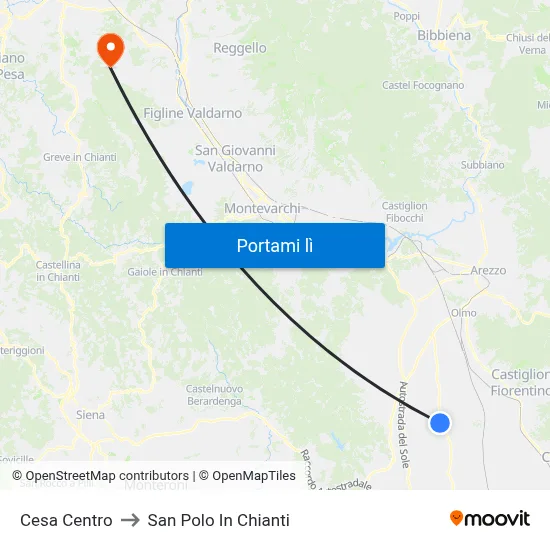 Cesa Centro to San Polo In Chianti map