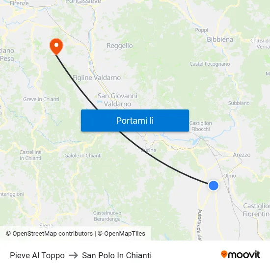 Pieve Al Toppo to San Polo In Chianti map