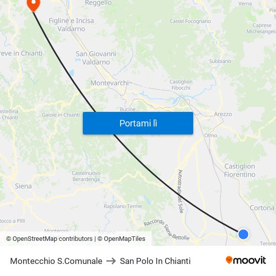 Montecchio S.Comunale to San Polo In Chianti map