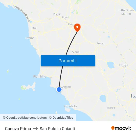 Canova Prima to San Polo In Chianti map