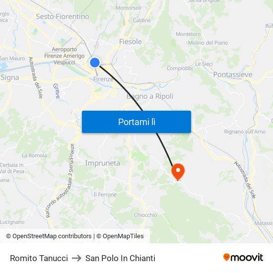 Romito Tanucci to San Polo In Chianti map