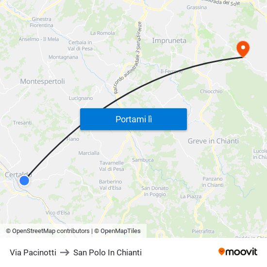 Via Pacinotti to San Polo In Chianti map