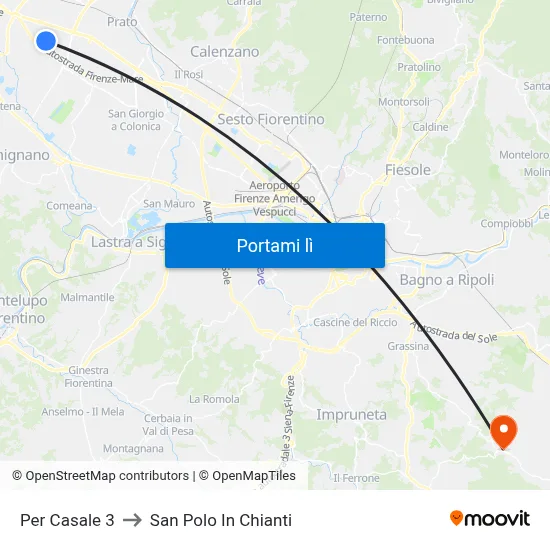 Per Casale 3 to San Polo In Chianti map