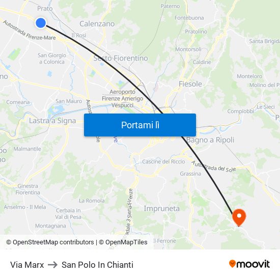 Via Marx to San Polo In Chianti map