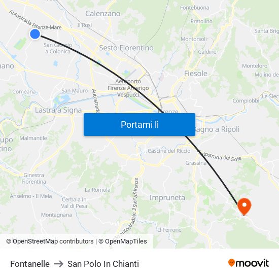 Fontanelle to San Polo In Chianti map