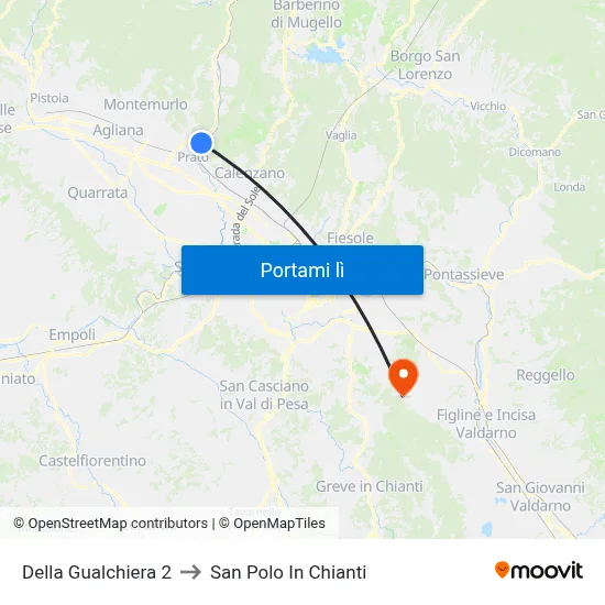 Della Gualchiera 2 to San Polo In Chianti map