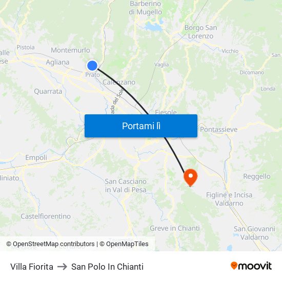 Villa Fiorita to San Polo In Chianti map
