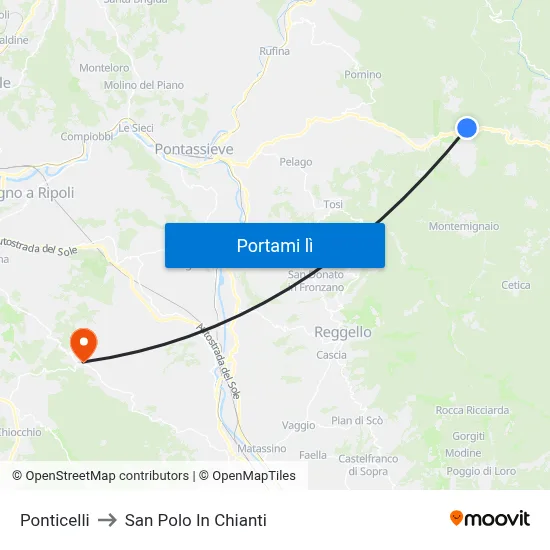 Ponticelli to San Polo In Chianti map