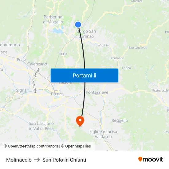 Molinaccio to San Polo In Chianti map