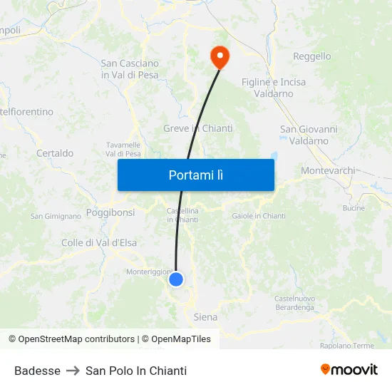 Badesse to San Polo In Chianti map