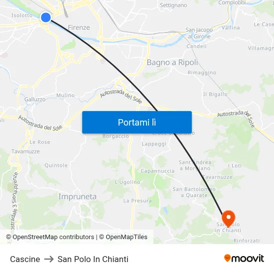 Cascine to San Polo In Chianti map
