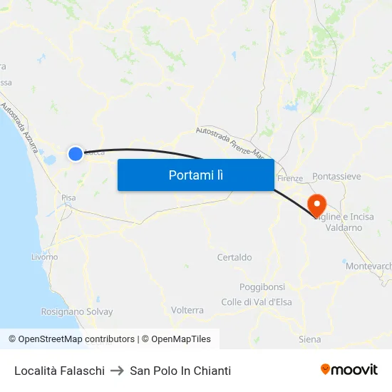 Località Falaschi to San Polo In Chianti map