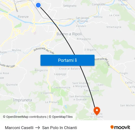 Marconi Caselli to San Polo In Chianti map