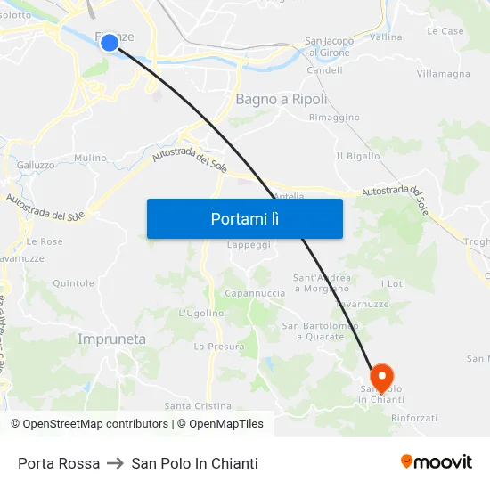 Porta Rossa to San Polo In Chianti map