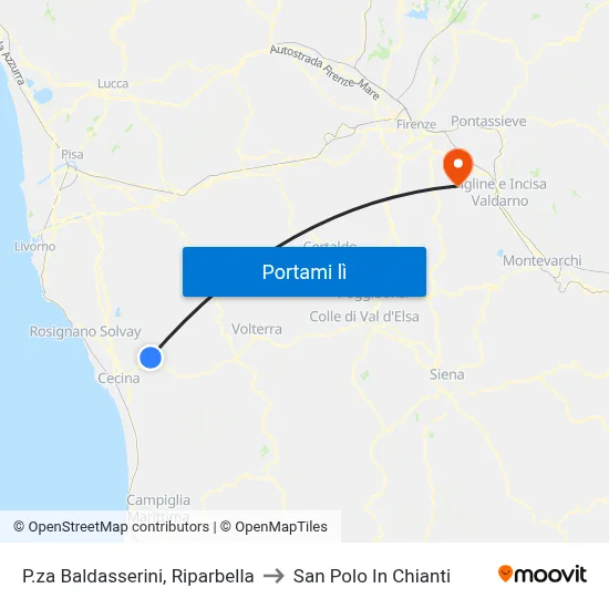 P.za Baldasserini, Riparbella to San Polo In Chianti map