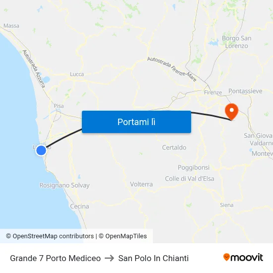 Grande 7 Porto Mediceo to San Polo In Chianti map