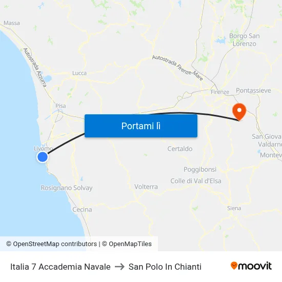 Italia 7 Accademia Navale to San Polo In Chianti map