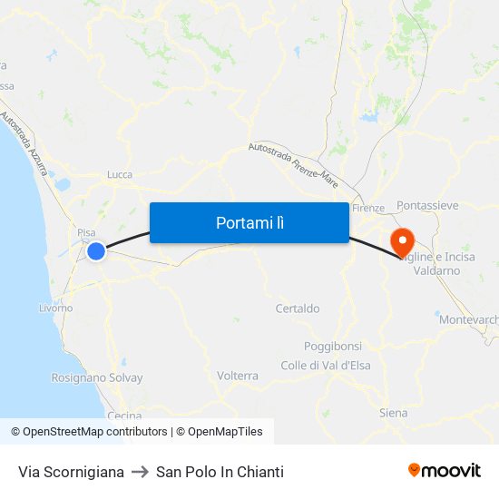 Via Scornigiana to San Polo In Chianti map